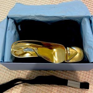 Gold Prada sling backs size 37 1/2